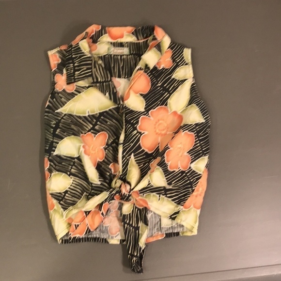 Tommy Bahamas floral sleeveless tie at waist crop top size small - Picture 1 of 5
